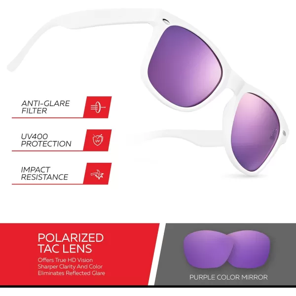 Retro Rewind Polarized Sunglasses for Men and Women  UV Protection Classic Sun GlassesMatte White  Revo Purple