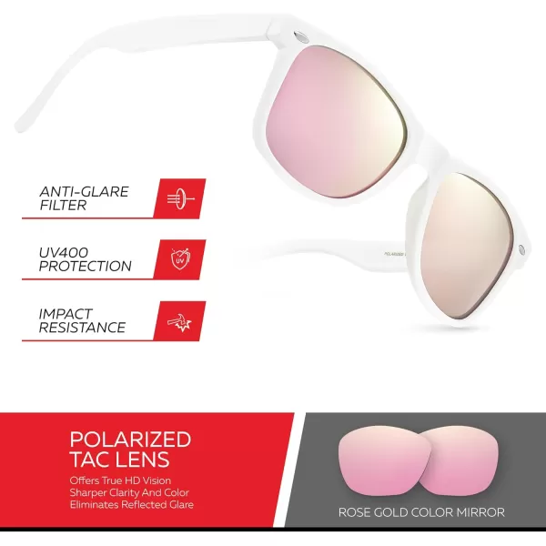 Retro Rewind Polarized Sunglasses for Men and Women  UV Protection Classic Sun GlassesMatte White  Revo Rose Gold