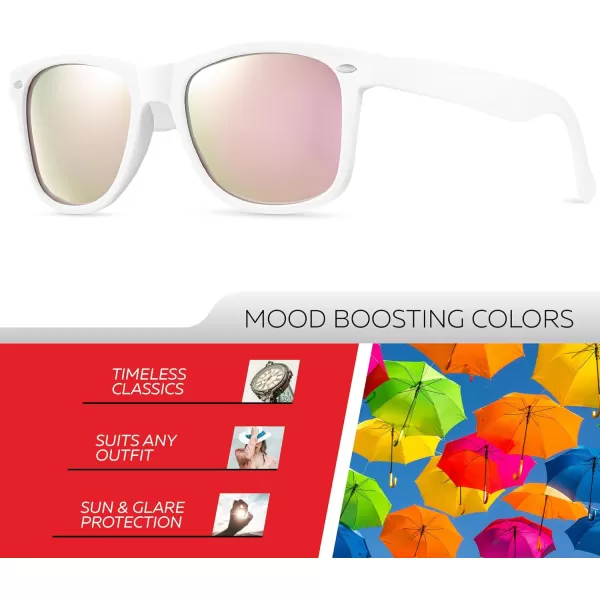 Retro Rewind Polarized Sunglasses for Men and Women  UV Protection Classic Sun GlassesMatte White  Revo Rose Gold