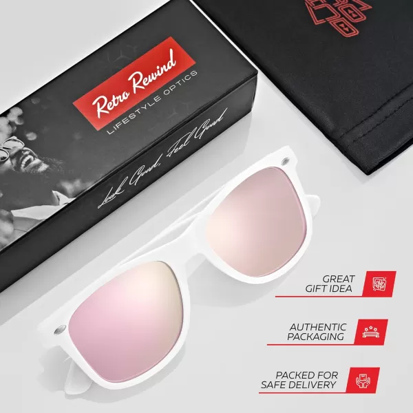 Retro Rewind Polarized Sunglasses for Men and Women  UV Protection Classic Sun GlassesMatte White  Revo Rose Gold