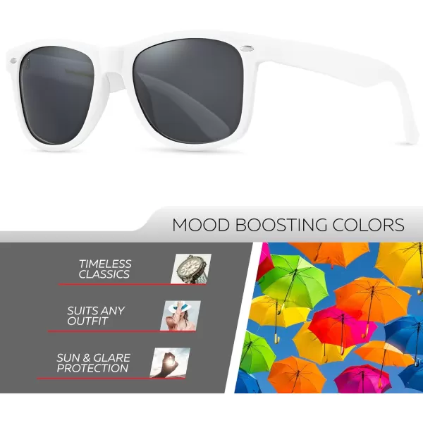Retro Rewind Polarized Sunglasses for Men and Women  UV Protection Classic Sun GlassesMatte White  Smoke