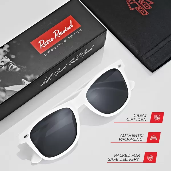 Retro Rewind Polarized Sunglasses for Men and Women  UV Protection Classic Sun GlassesMatte White  Smoke