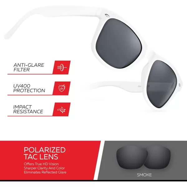 Retro Rewind Polarized Sunglasses for Men and Women  UV Protection Classic Sun GlassesMatte White  Smoke