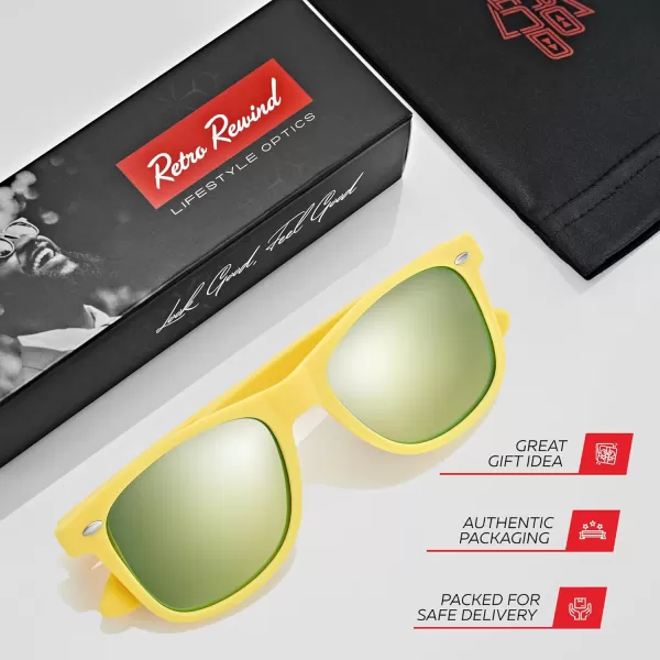 Retro Rewind Polarized Sunglasses for Men and Women  UV Protection Classic Sun GlassesMatte Yellow  Revo Gold