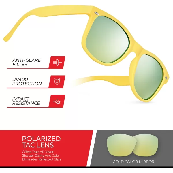Retro Rewind Polarized Sunglasses for Men and Women  UV Protection Classic Sun GlassesMatte Yellow  Revo Gold