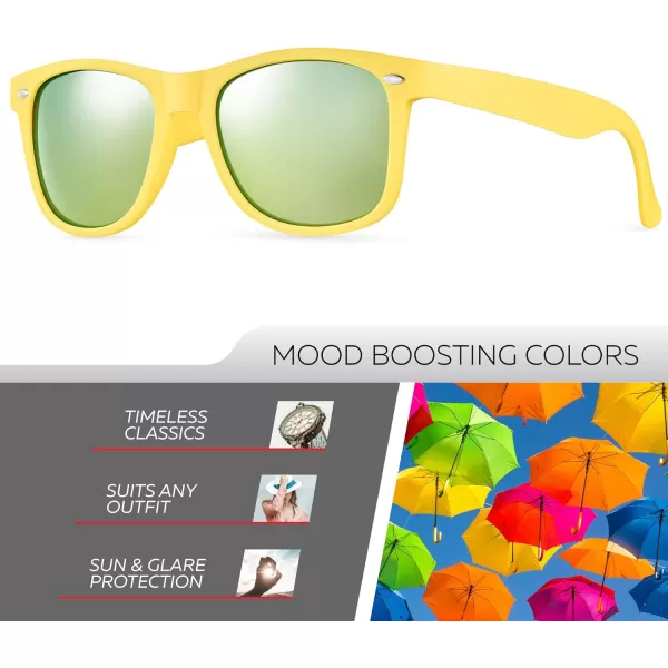 Retro Rewind Polarized Sunglasses for Men and Women  UV Protection Classic Sun GlassesMatte Yellow  Revo Gold