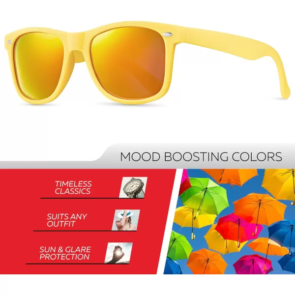Retro Rewind Polarized Sunglasses for Men and Women  UV Protection Classic Sun GlassesMatte Yellow  Revo Orange