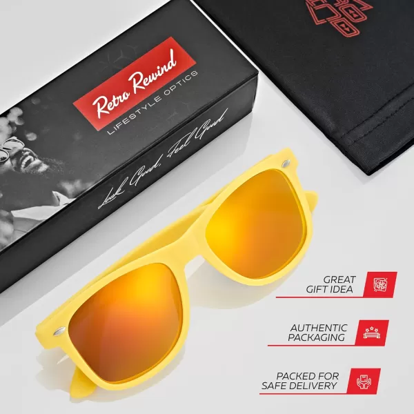 Retro Rewind Polarized Sunglasses for Men and Women  UV Protection Classic Sun GlassesMatte Yellow  Revo Orange