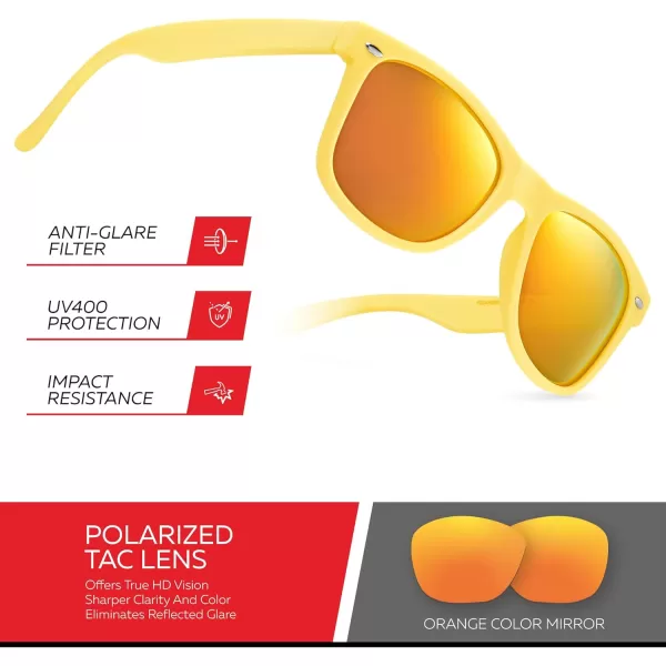 Retro Rewind Polarized Sunglasses for Men and Women  UV Protection Classic Sun GlassesMatte Yellow  Revo Orange