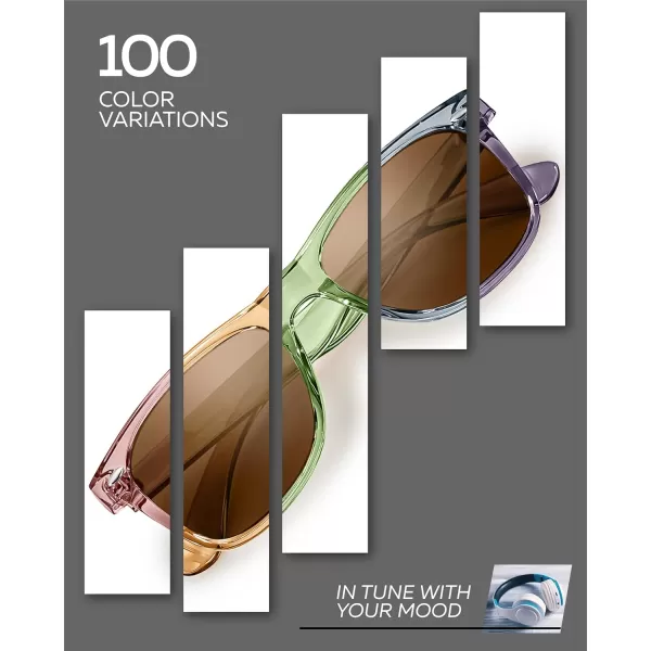 Retro Rewind Polarized Sunglasses for Men and Women  UV Protection Classic Sun GlassesTransparent Brown  Brown
