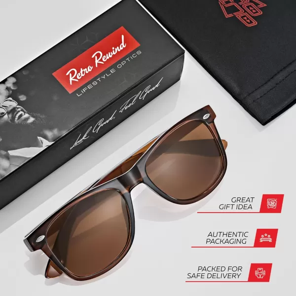 Retro Rewind Polarized Sunglasses for Men and Women  UV Protection Classic Sun GlassesTransparent Brown  Brown