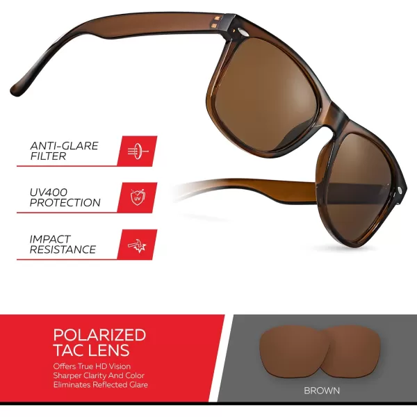 Retro Rewind Polarized Sunglasses for Men and Women  UV Protection Classic Sun GlassesTransparent Brown  Brown