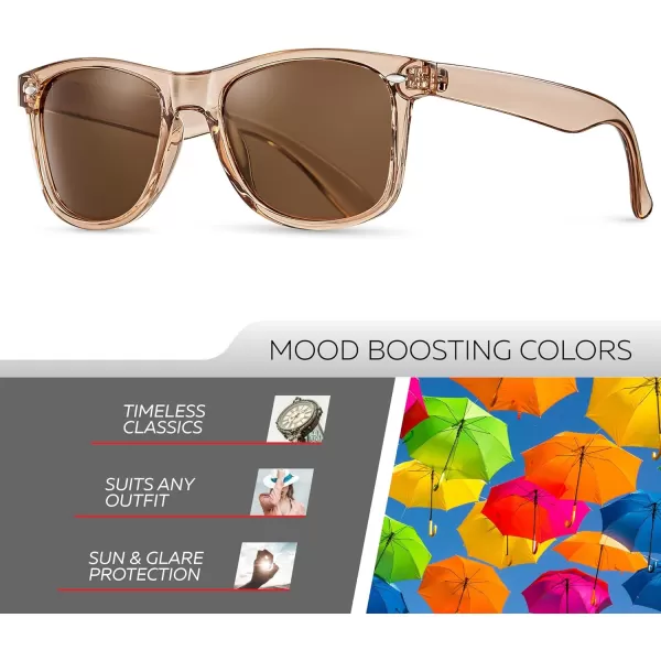 Retro Rewind Polarized Sunglasses for Men and Women  UV Protection Classic Sun GlassesTransparent Champaign  Brown