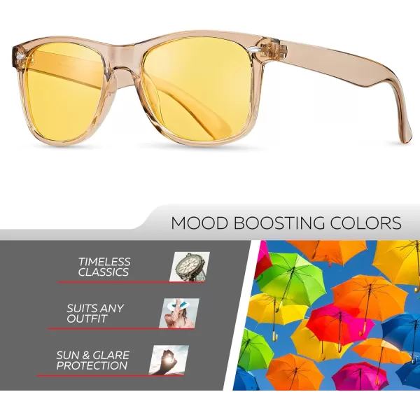 Retro Rewind Polarized Sunglasses for Men and Women  UV Protection Classic Sun GlassesTransparent Champaign  Yellow Night Driving