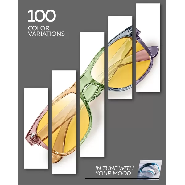 Retro Rewind Polarized Sunglasses for Men and Women  UV Protection Classic Sun GlassesTransparent Champaign  Yellow Night Driving