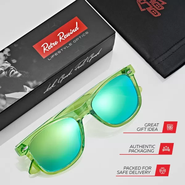 Retro Rewind Polarized Sunglasses for Men and Women  UV Protection Classic Sun GlassesTransparent Lime Green  Revo Green