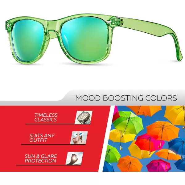Retro Rewind Polarized Sunglasses for Men and Women  UV Protection Classic Sun GlassesTransparent Lime Green  Revo Green
