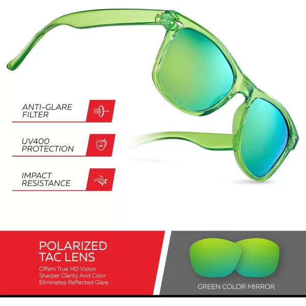 Retro Rewind Polarized Sunglasses for Men and Women  UV Protection Classic Sun GlassesTransparent Lime Green  Revo Green