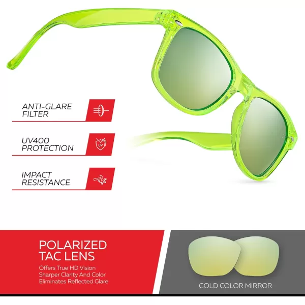 Retro Rewind Polarized Sunglasses for Men and Women  UV Protection Classic Sun GlassesTransparent Neon Yellow  Revo Gold