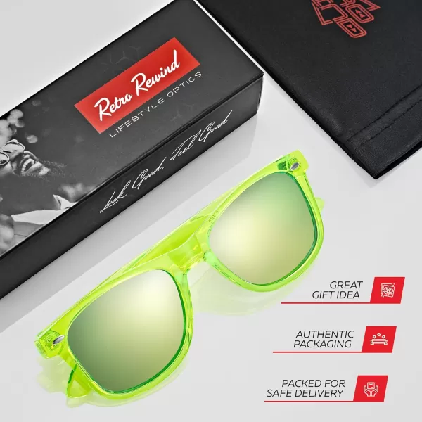Retro Rewind Polarized Sunglasses for Men and Women  UV Protection Classic Sun GlassesTransparent Neon Yellow  Revo Gold