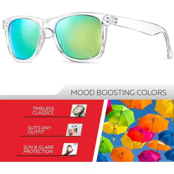 Retro Rewind Polarized Sunglasses for Men and Women  UV Protection Classic Sun GlassesTransparent  Revo Green