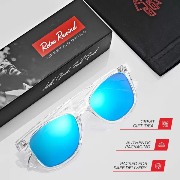 Retro Rewind Polarized Sunglasses for Men and Women  UV Protection Classic Sun GlassesTransparent  Revo Ice Blue