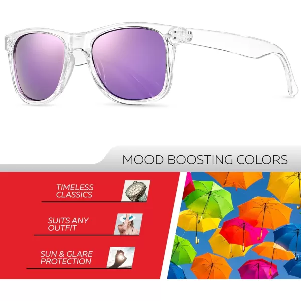 Retro Rewind Polarized Sunglasses for Men and Women  UV Protection Classic Sun GlassesTransparent  Revo Purple