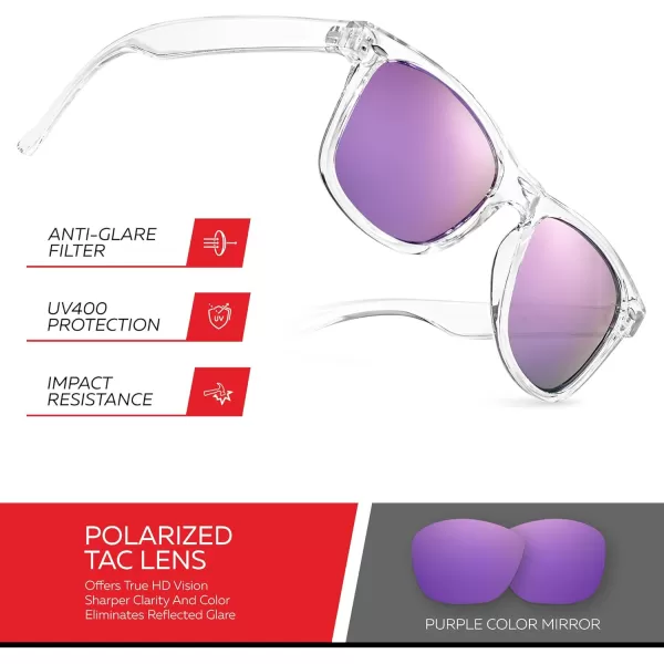Retro Rewind Polarized Sunglasses for Men and Women  UV Protection Classic Sun GlassesTransparent  Revo Purple