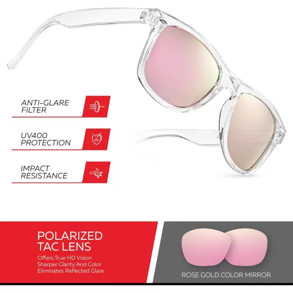 Retro Rewind Polarized Sunglasses for Men and Women  UV Protection Classic Sun GlassesTransparent  Revo Rose Gold