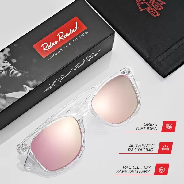 Retro Rewind Polarized Sunglasses for Men and Women  UV Protection Classic Sun GlassesTransparent  Revo Rose Gold