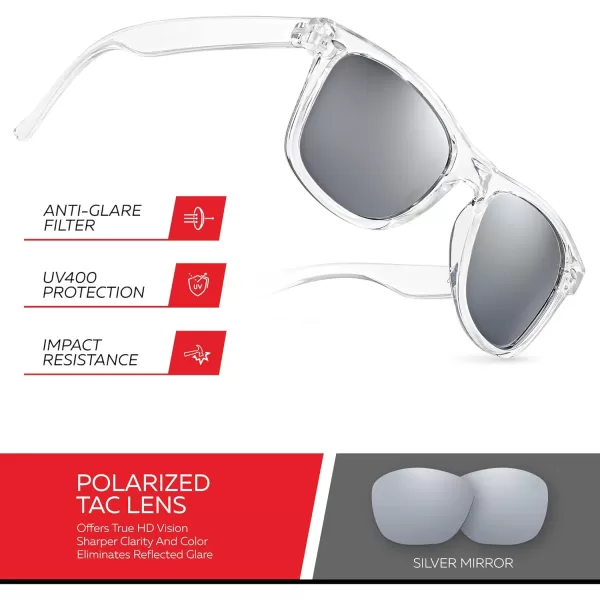Retro Rewind Polarized Sunglasses for Men and Women  UV Protection Classic Sun GlassesTransparent  Silver Mirror