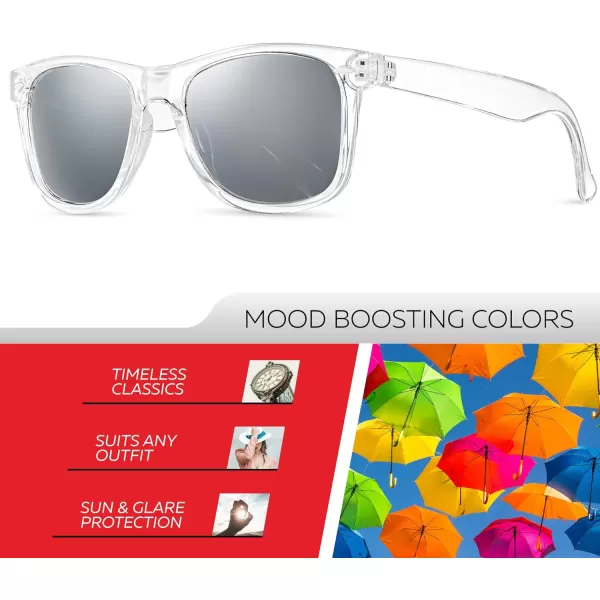Retro Rewind Polarized Sunglasses for Men and Women  UV Protection Classic Sun GlassesTransparent  Silver Mirror