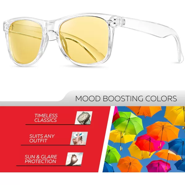 Retro Rewind Polarized Sunglasses for Men and Women  UV Protection Classic Sun GlassesTransparent  Yellow Night Driving