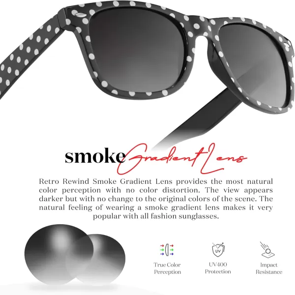 Retro Rewind Polka Dot Vintage Fashion Sunglasses for Women UV400Black