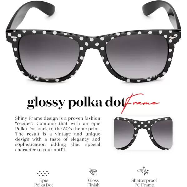 Retro Rewind Polka Dot Vintage Fashion Sunglasses for Women UV400Black