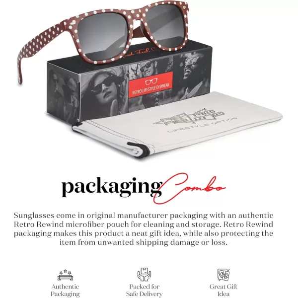 Retro Rewind Polka Dot Vintage Fashion Sunglasses for Women UV400Brown Caramel