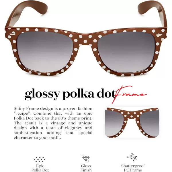Retro Rewind Polka Dot Vintage Fashion Sunglasses for Women UV400Brown Caramel