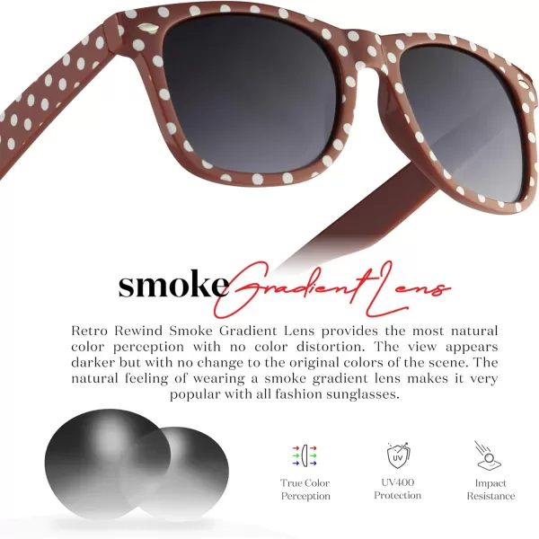 Retro Rewind Polka Dot Vintage Fashion Sunglasses for Women UV400Brown Caramel