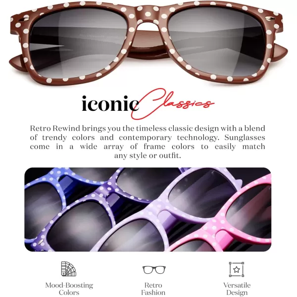 Retro Rewind Polka Dot Vintage Fashion Sunglasses for Women UV400Brown Caramel