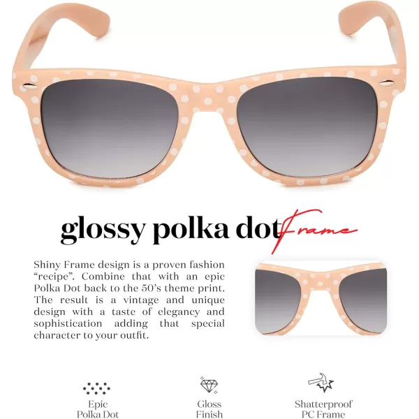 Retro Rewind Polka Dot Vintage Fashion Sunglasses for Women UV400Latte
