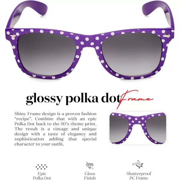Retro Rewind Polka Dot Vintage Fashion Sunglasses for Women UV400Purple