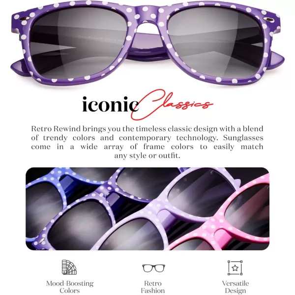 Retro Rewind Polka Dot Vintage Fashion Sunglasses for Women UV400Purple