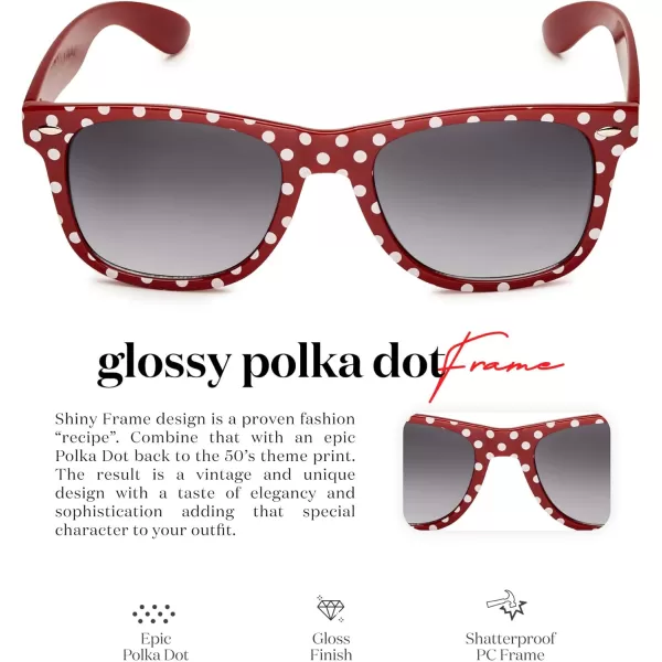 Retro Rewind Polka Dot Vintage Fashion Sunglasses for Women UV400Red