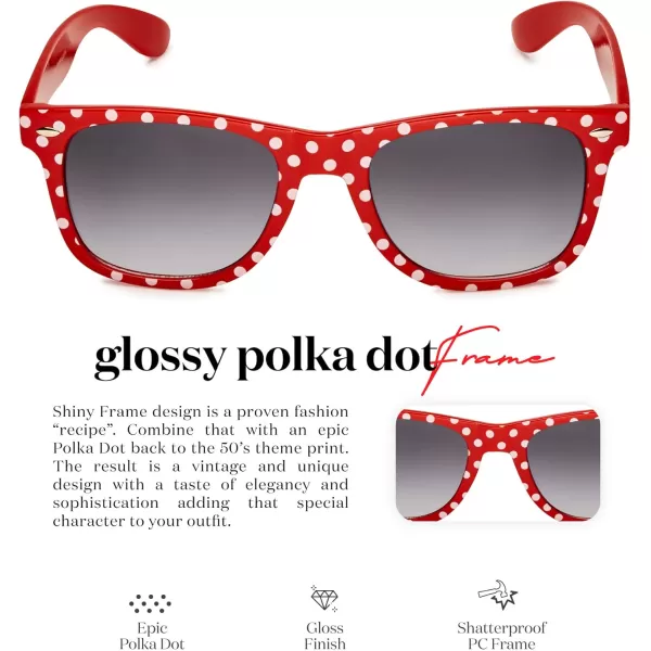 Retro Rewind Polka Dot Vintage Fashion Sunglasses for Women UV400Scarlet Red