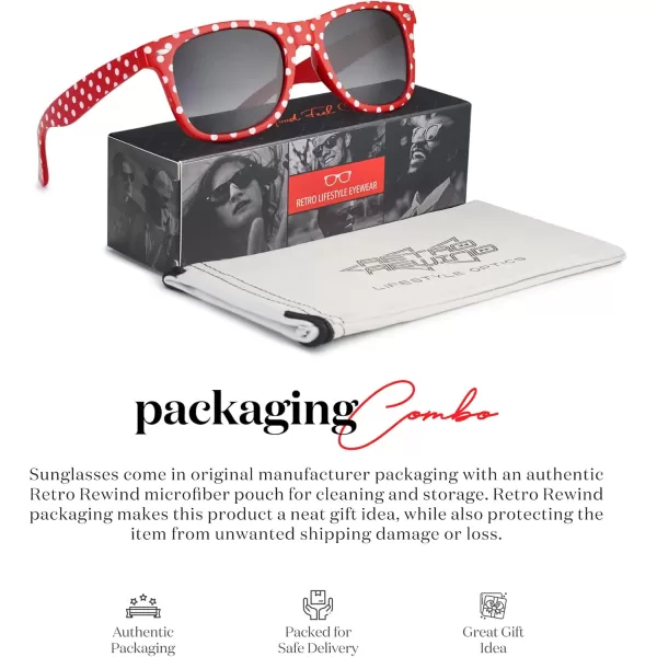 Retro Rewind Polka Dot Vintage Fashion Sunglasses for Women UV400Scarlet Red