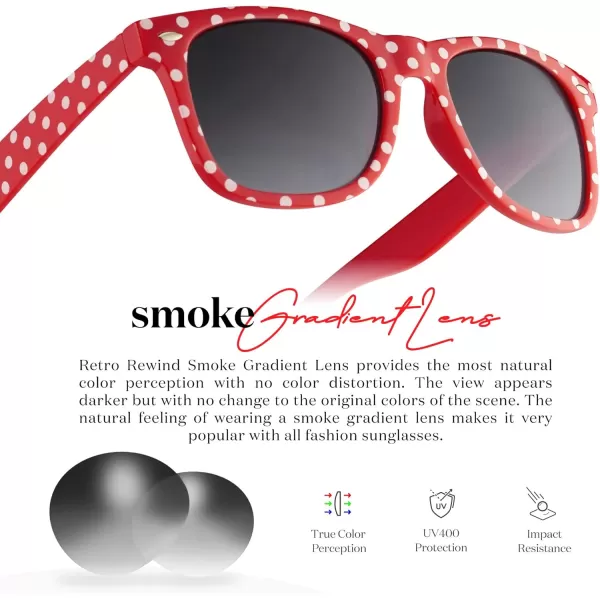 Retro Rewind Polka Dot Vintage Fashion Sunglasses for Women UV400Scarlet Red