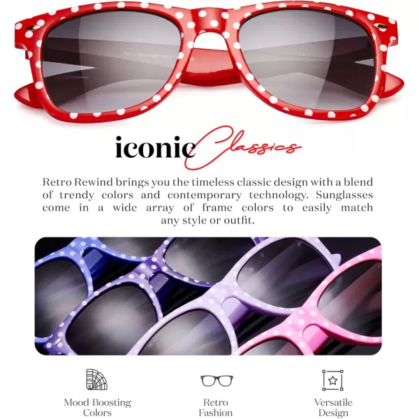 Retro Rewind Polka Dot Vintage Fashion Sunglasses for Women UV400Scarlet Red