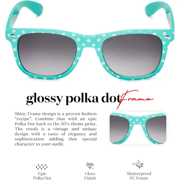 Retro Rewind Polka Dot Vintage Fashion Sunglasses for Women UV400Turquoise