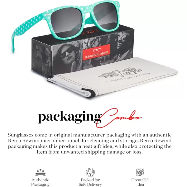 Retro Rewind Polka Dot Vintage Fashion Sunglasses for Women UV400Turquoise