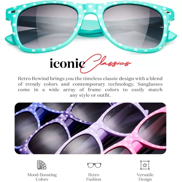 Retro Rewind Polka Dot Vintage Fashion Sunglasses for Women UV400Turquoise